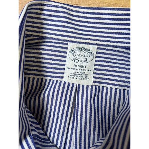 Brooks Brothers Regent 15.5-34 Striped Non-Iron Long Sleeve Button Down Shirt - Picture 5 of 11